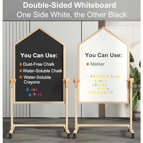 Dry Erase Board Double Sided, Magnetic White Board with Stand, Rolling Whiteboard, Standing Whiteboard on Wheels(60x90cm/24x35in)