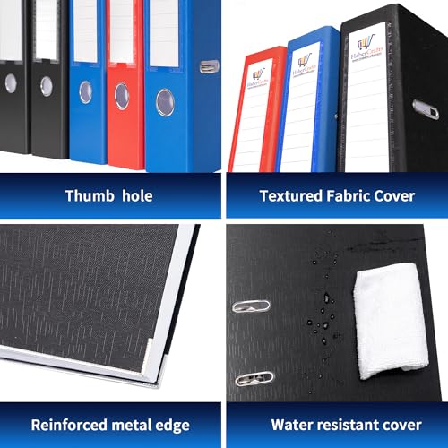 A4 Lever Arch Files 18 Pack Assorted Colors (Black Red Blue) Durable Plastic on Board, Locking Mechanism, Replaceable Spine Labels, Ring Binder, Office File Organizer (18 Pack)