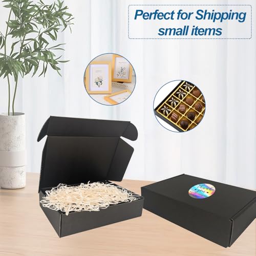 ROTCH 200 Pack 9x6x2'' Small Shipping Boxes, Black, Cardboard Corrugated Mailers for Small Business (M962-200-B)