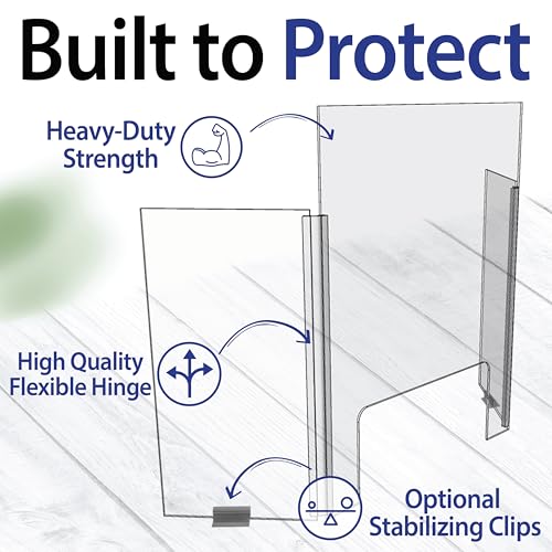Clear Acrylic Triple Panel Sneeze Guard (24"x31") w/Opening for Salon, Manicure, Nails, Counter, Reception, Checkout- Protect/Shield Employee, Cashier, and Customer from Coughing and Sneezing
