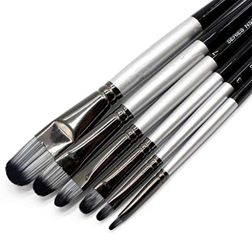 HBJWOV 6PCS Filbert Nylon Hair Oil Acrylic Artist Painting Brush Set for School Professional Drawing Watercolor Brush Art Supplies