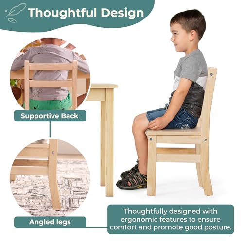 Guidecraft EdQ Hardwood Kids Chair Set of 2-Natural: Ladderback Wooden Chair for Children Ages 2-3 with 10" Seat Height | Kids Furniture for Playroom, Daycare, Preschool and Classroom Seating