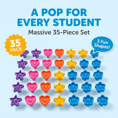 Anderson's Assorted Pencil Popper Toppers, Set of 35, School Supplies, Classroom Supplies, Writing