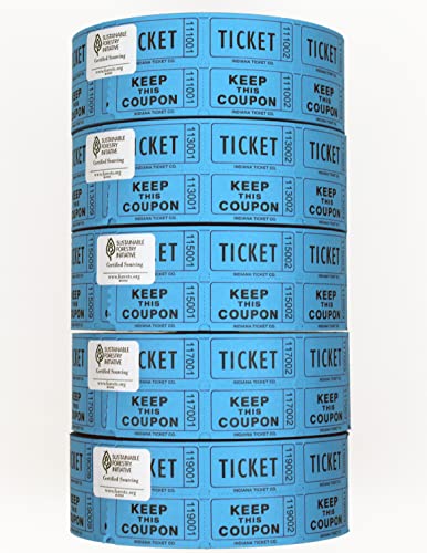 Raffle Tickets Roll, Blue, 10,000 Consecutively Numbered