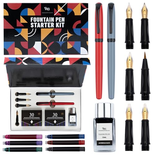 Wordsworth & Black Fountain Pen Set for Beginners, Calligraphy Kit, Grey