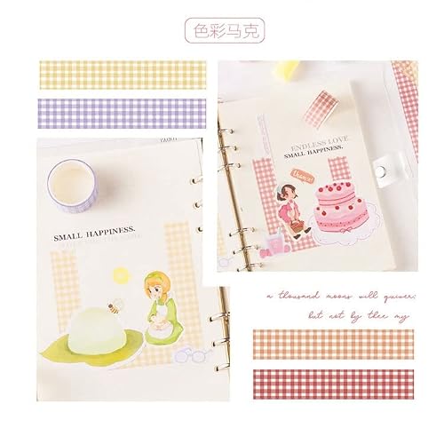 QERTYHJK Color Grid Washi Tape Set Adhesive DIY Scrapbooking Sticker Label Masking