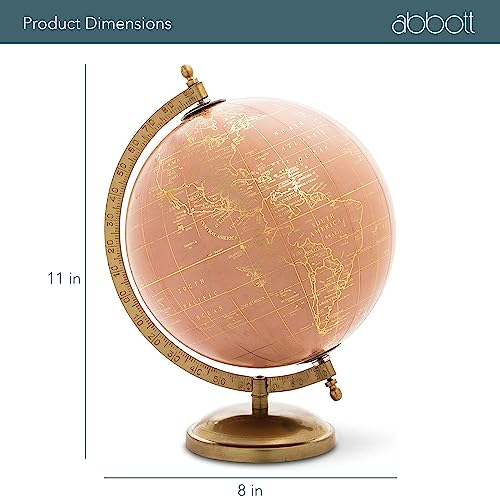 Abbott Collection 57-LATITUDE-05 Spinning Small Decorative Globe, White/Silver, 11" H