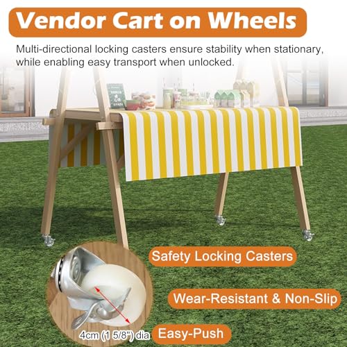 Market Booth Display Cart with Awning, Rolling Ceiling Stand Vendor Cart for Street Event/Trade Show, Wooden Outdoor Retail Booth, Customizable Color(B,150x60CM(59x23.6in))