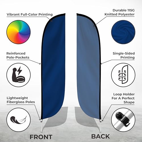 LookOurWay 12ft Feather Flag Pole Kit, Solid Blue