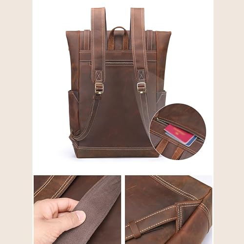 UOHLCX HBJWOV Leather Backpack for MenLaptop Bag Large Hiking Daypack Business Travel Rucksack