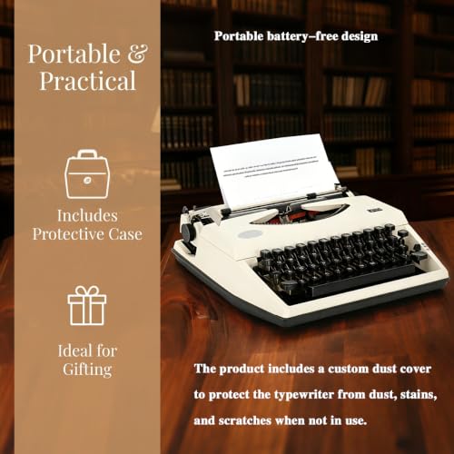 JAFANAWATAD Manual Typewriter, 1980s Vintage Mechanical with Black Ribbon