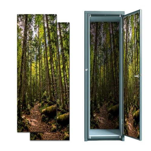 CEREJYPUZ 2 Pcs Locker Magnetic Wallpaper Inside Forest Ordesa Monte Perdido National Park 12" x 36" Wall Magnetic Sticker Removable Locker Accessories Decor Easy Install for Office School