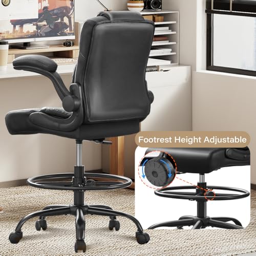 BOSMILLER Drafting Chair,Tall Office Chair for Standing Desk with Adjustable Height,Counter Computer Chairs with Footrest for Home,Drawing or Counter Height Use