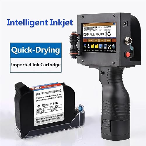 QIUFANGM Handheld Inkjet Printer Inkjet Code Printer with 4.3 Inch LED Touchscreen Quick-Drying Ink Cartridge for Label/Production Date/Barcode/Trademark/Logo/Graphic etc.