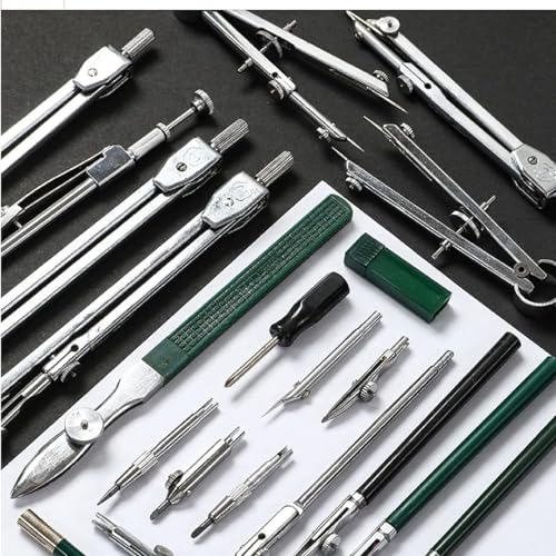 COYEUX 23 Pcs Geometry Kit, Drawing Stencil Interior Design Tool, with Large Extension Beam, for Drafting and Making Circles, for Designers, Sailors, Drafters