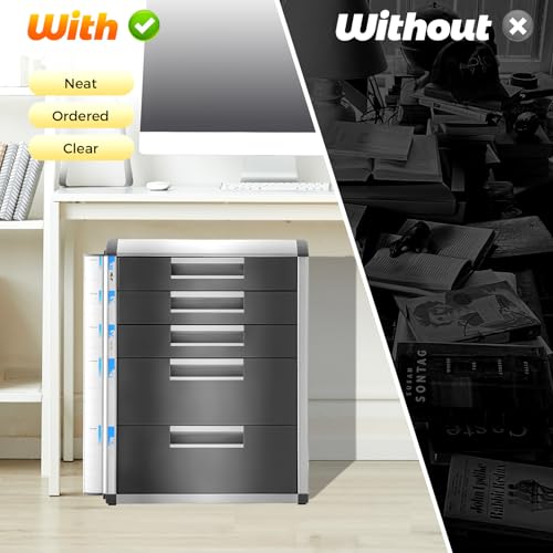 GUDBYWXB File Cabinet Lateral Storage Office Storage File Cabinet, with 5 Drawer, Desktop Filing Cabinet, with Lock, for Teachers, Students, Offices, Etc