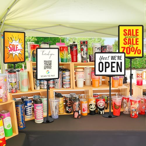 VAIIGO 6Pack Sign Stand for Display 8.5 x 11, Adjustable Poster Stand for Table Top & Floor, Floor Standing Sign Holder, Signage Stands for Business, Tradeshow, Store, Farm Display Stands