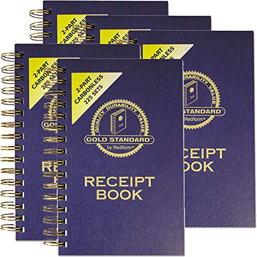 Rediform Money Receipt Book, Gold Standard, Two-Part Carbonless, 8.5 x 5.5, 3 per Page (8L829) - 5 Pack