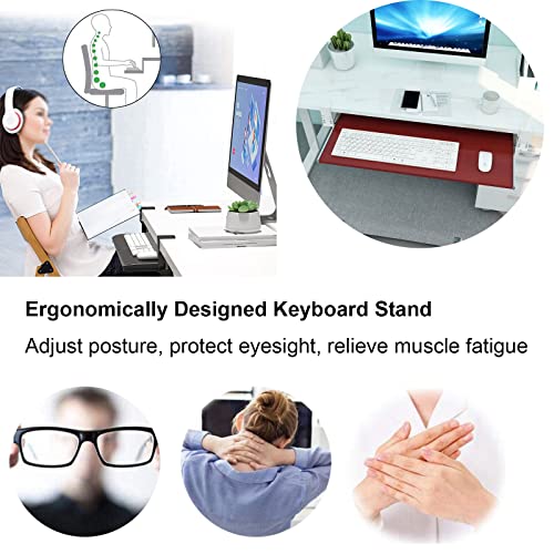 SDVantage 6 Colours Wooden N Keyboard Tray Shelf - for Keyboard Mouses Storage Shelves - 55/65/75X30Cm Slide-Out Platform Ergonomic Keyboard Drawer No Punching Easy Install,Redbrown65X30Cm(26X12Inch)