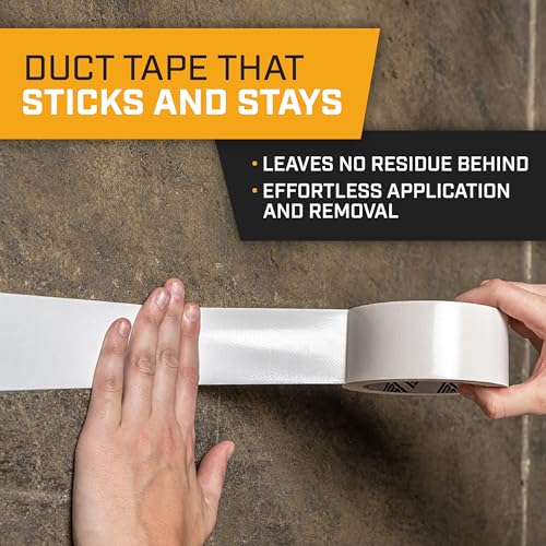 Lockport Duct Tape Heavy Duty Waterproof,20 Yards x 2 Inch,Strong Adhesive Roll for Indoor & Outdoor Repair,No Residue,Tear by Hand - Duct Tape Bulk Value (White, 6-Pack)
