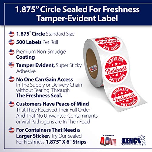 Food Delivery Tamper Evident Sealed for Freshness Labels - 500 Adhesive Stickers for Safe Food delivery (Circles 12 Pack)