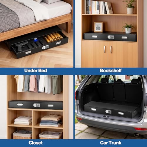 Pochar Under Bed Gun Safe Drawer for AR Rifle, Gun Cabinet for Shotguns