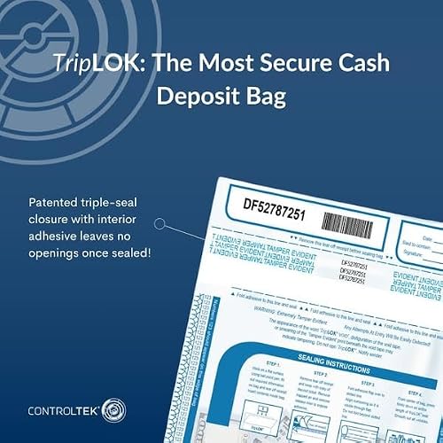 ControlTek TripLok Tamper-Evident Deposit Bags, Clear, 15" x 20"