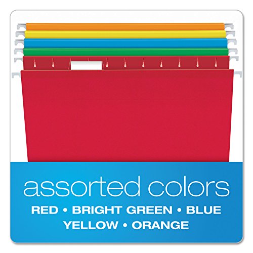 Pendaflex Reinforced Hanging File Folders, Letter Size, Assorted, 1/5 Cut, 25/BX (4152 1/5 ASST)
