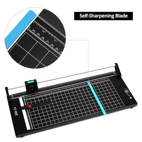 QWORK 24 Inch Manual Precision Rotary Paper Trimmer with Pre-Printed Grids, Self-Sharpening Design