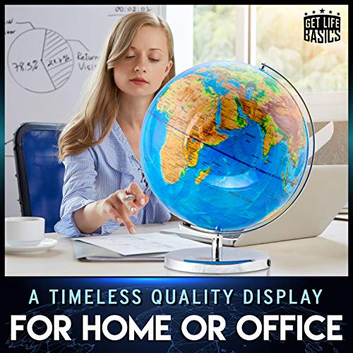 Get Life Basics 13” Illuminated Constellation World Globe for Kids & Adults