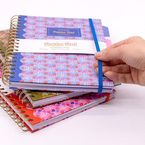 Pukka Pad 5 Subject Spiral Notebook 12-Pack - 200 Pages, 100 Sheets of 80GSM Paper with Repositionable Dividers & Perforated Edges for School & Office Planning & Organization - B5-7 X 10, Floral