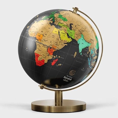 Luckies Scratch Globe - Scratch Off Globe - World Map - Travel Map - USA & Australian States - World Maps Travelers - Foil Layer Colourful Maps - Office Desk Gift For Men - Interactive Decor - 14 CM