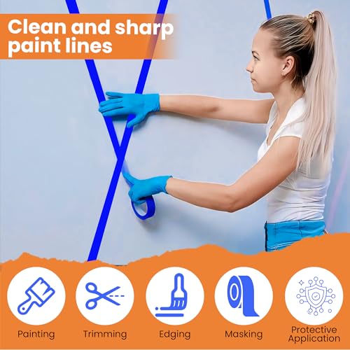 STIX-ON Painters Tape 2 Inch Wide, 24 Roll Painting Tape Blue Masking Tape for Painting Walls, DIY, Surface-Safe & Residue-Free, Edge Paint, 1.88 Inch X 60 Yards X 24 Rolls, Bulk