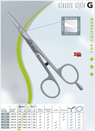 Kretzer Hair Classic Style G 57014 (52014) 5.5"/ 14cm - Professional Hairdressing Scissors ~ Shears, Polished