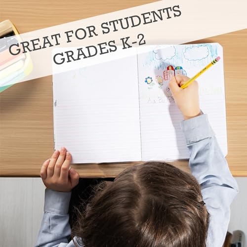 Primary Composition Notebook K-2, Primary Journal Grades K 2, Preschool, 1st Grade, Kindergarten Notebooks, Primary Ruled - 9.75 x 7.50 - Sturdy Covers - 100 Sheets - Assorted Colors (Bulk - 48 Pack)