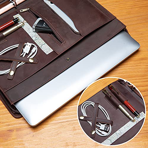 YIWEN Leather Portfolio 3 Ring Binder with Handle for 8.5 x 11 Notepad