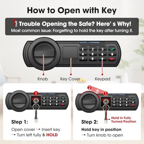 Goldenkey 1.2 Cu.Ft Modern Fireproof Safe – Digital Safe with Fireproof Bag, Keypad & Key, Protects Documents, Cash & Valuables, 9.84"D x 13.78"W x 9.84"H
