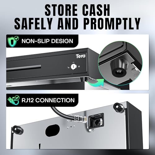 Tera Cash Register Drawer 13 inch: 4 Bill 8 Coin Media Slot for POS, 330E