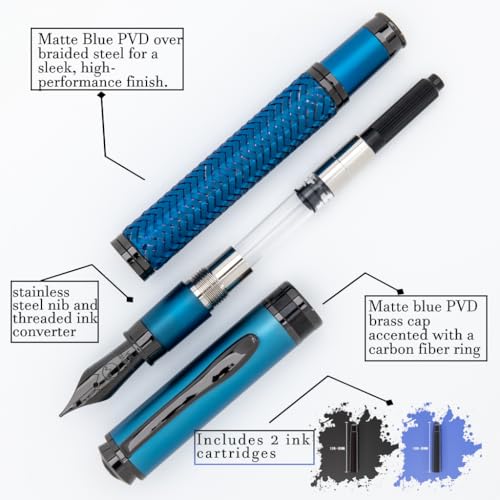 Monteverde Innova Formula M Fountain Pen, Blue - Medium Nib, Luxury Pen with Durable PVD Coating, Refillable, JoWo Stainless Steel Nib, Premium Gift Box