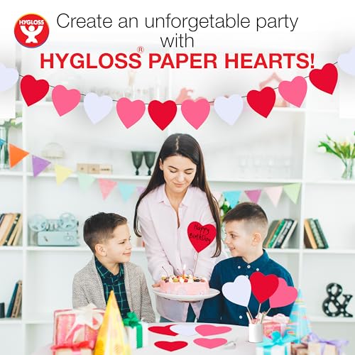 Hygloss Heart Shape Paper Cut-Outs for Arts & Crafts-Many Creative Uses-Valentine’s Day Activities-6 Inches-240 Pcs, Red, Pink & White