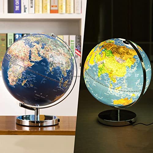 HRTC World Globe Newest World Globe Led Lighted Globe Desktop Education Globe Earth Geography Globe 12 Inch Office Decoration Globe Clear Text Marking