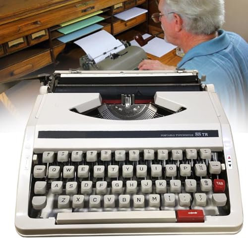Jiangtaom Classic Portable Manual Typewriter, Traditional Portable Vintage Typewriter, Great Gifts for Writers and Authors(White)