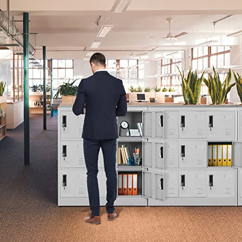 Greenvelly 9 Door Storage Locker for Employee, Metal Locker for Office, Gym, Shool, Lockable Black Steel Locker with Lock and Card Slot for Home,Garage