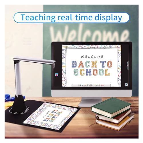 BK34 Document Camera Scanner 5 MP HD Camera A4 Capture Size LED Book Scanner for Classroom Teachers Support 7 Language