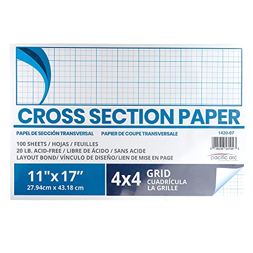 Pacific Arc Cross Section Paper Pad, 100 Sheets, 8.5 Inch x 11 Inch, 8 x 8 Grid