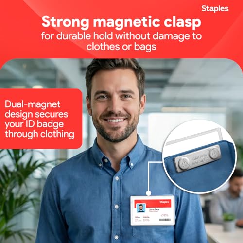 Staples Magnetic Badge Holders, Credit Card Size, Clear, 25-Pack