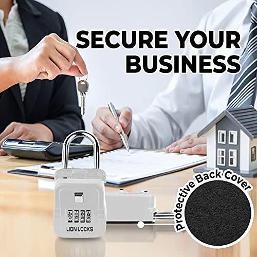 Lion Locks 1500 Key Lock Box with Code, Lockbox for Keys Outdoor, Realtor Lock Box for Short-Term Rentals, Holds 5 Keys (12 Pack, White)