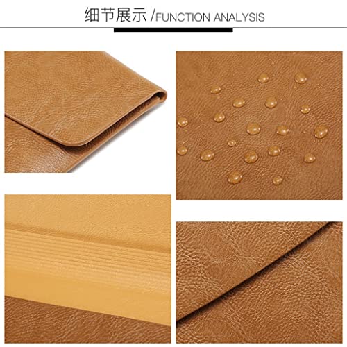 Laptop Bag PU Leather Case Cover Drop-Resistant Lightweight Inner Bag Sleeve Slim (Color : Yellow, Size : 14 inches)