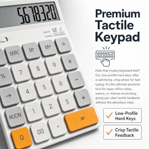 DPEDUAI Retractable Desk Calculator with Slide-Out LCD Tablet, 12-Digit
