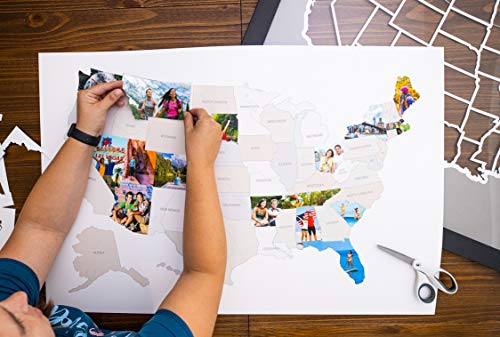 50 States USA Photo Map - Frame Optional - Made in America (Driftwood, Black Frame)